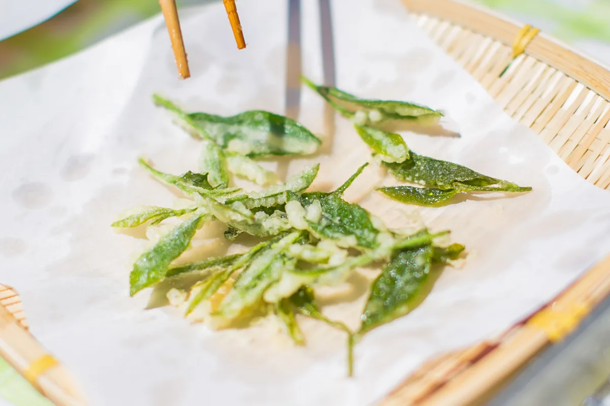 お茶の葉天ぷら